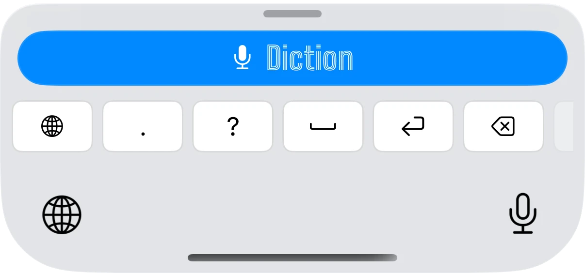 Diction keyboard, one row, light mode